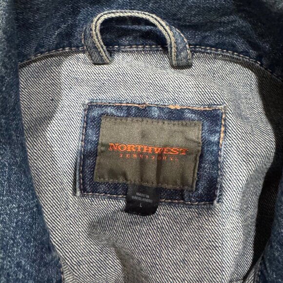 Northwest Territory Blue Denim Jacket Unisex Sz Lar 100% Cotton Trucker - Picture 3 of 4